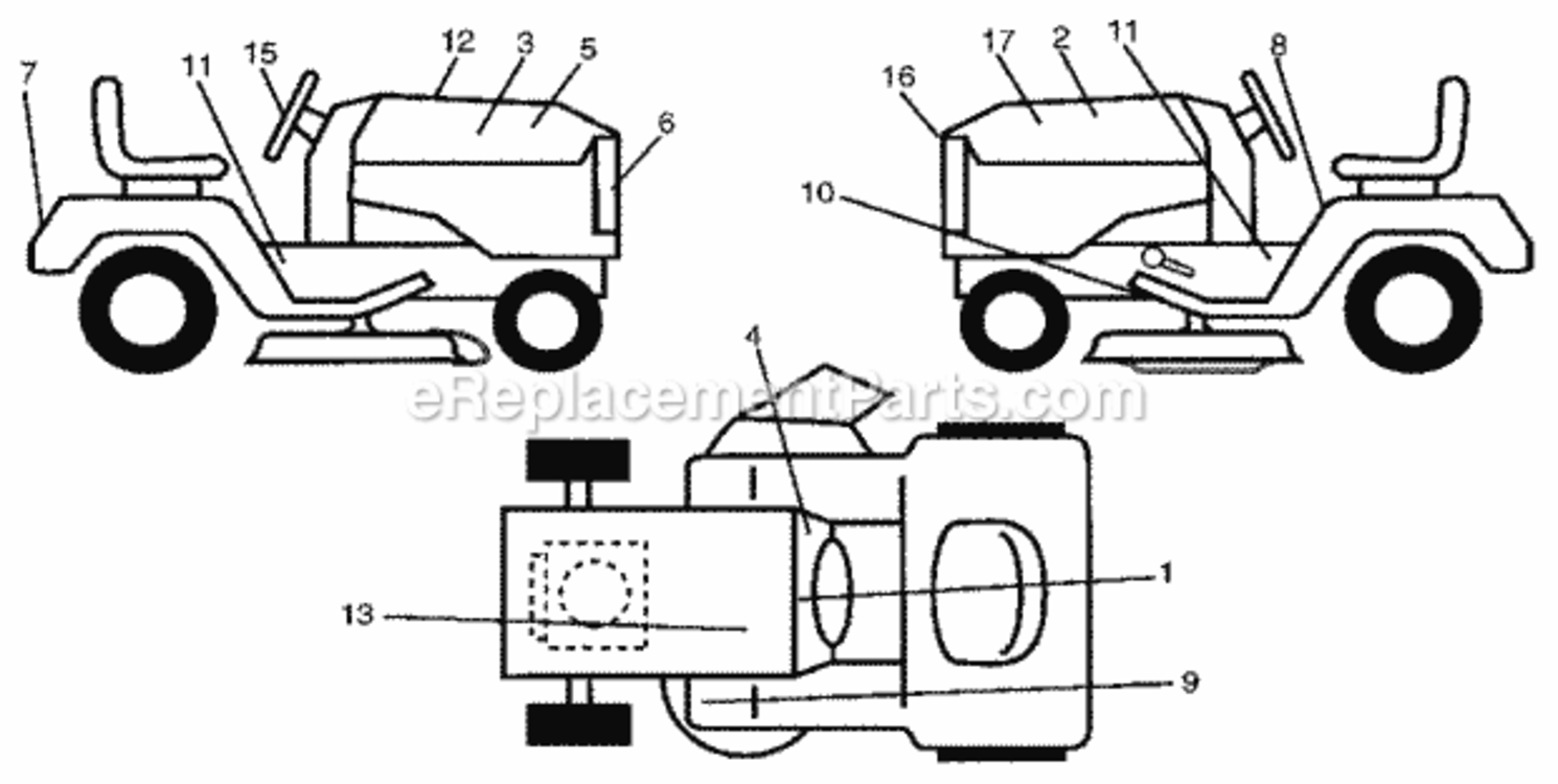 Page H Diagram and Parts List for 917250051  Craftsman Lawn Tractor