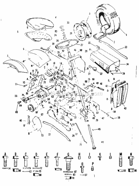 Page A Diagram and Parts List for 91725011  Craftsman Lawn Tractor