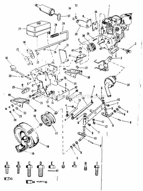 Page B Diagram and Parts List for 91725011  Craftsman Lawn Tractor