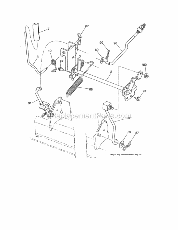Lift Diagram and Parts List for 917250220  Craftsman Lawn Tractor