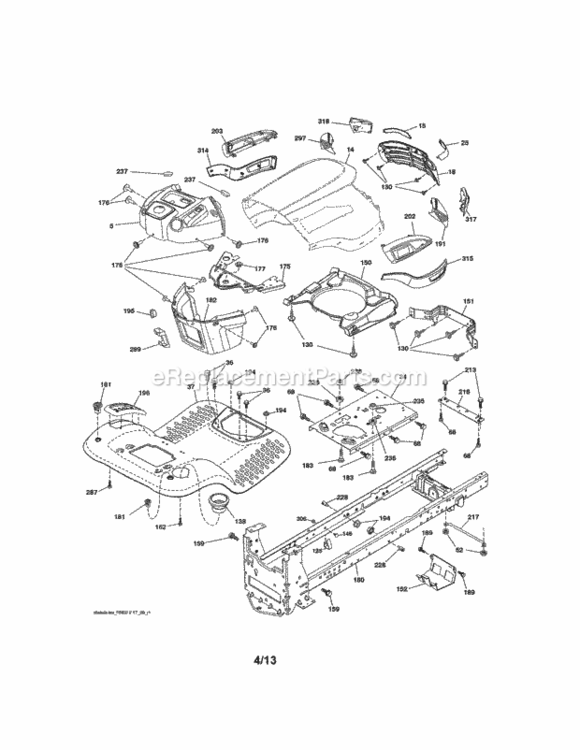 Page B Diagram and Parts List for 917250221  Craftsman Lawn Tractor