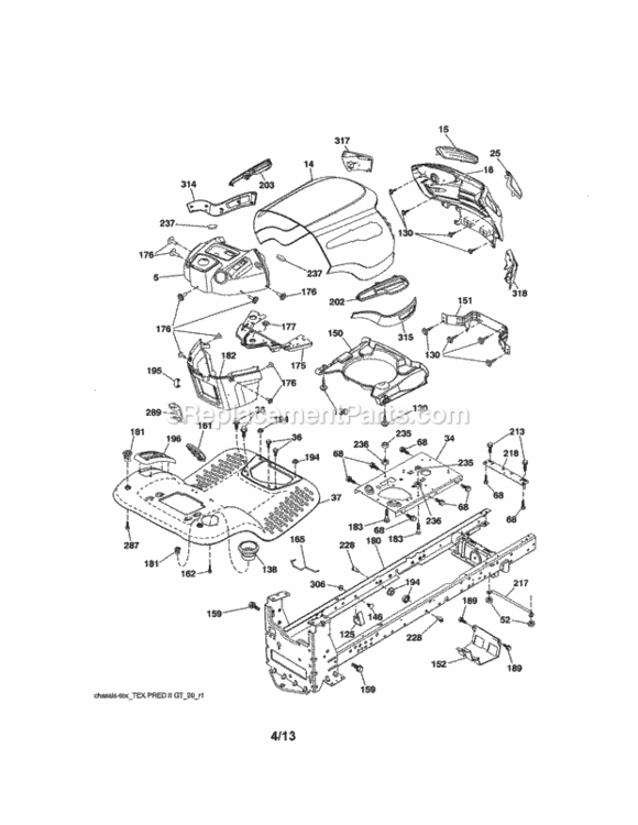 Page B Diagram and Parts List for 917250231  Craftsman Lawn Tractor