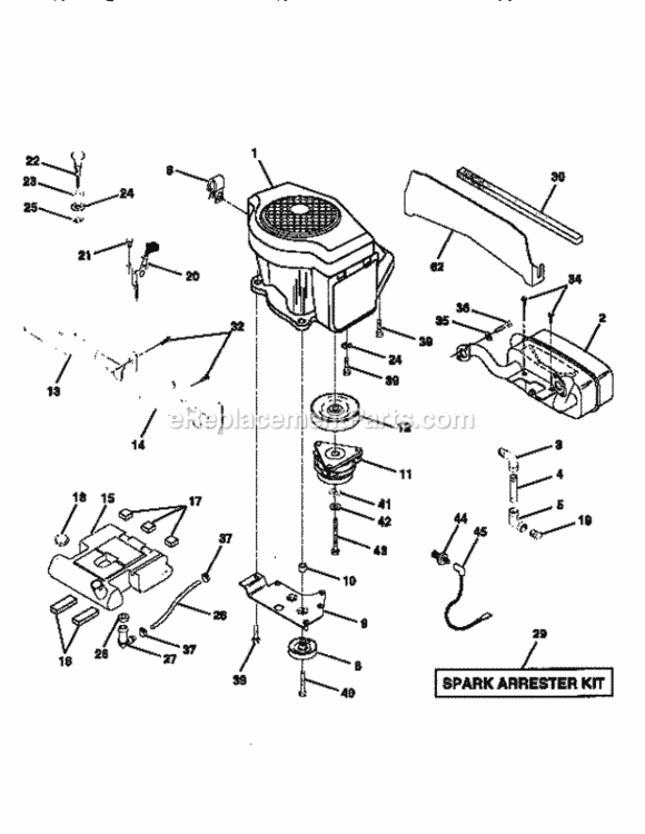 Page E Diagram and Parts List for 917250262  Craftsman Lawn Tractor