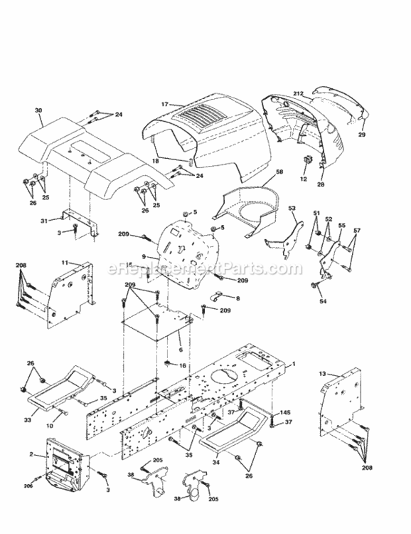 Page B Diagram and Parts List for 917250431  Craftsman Lawn Tractor
