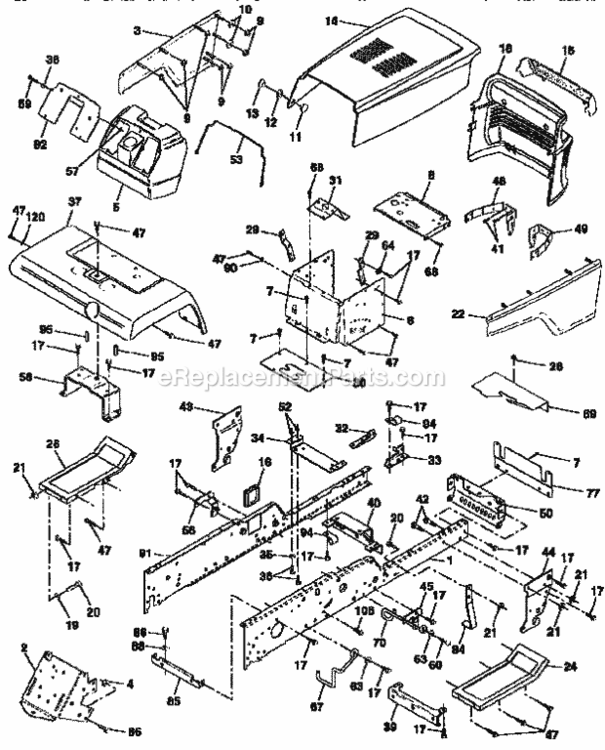 Page B Diagram and Parts List for 917250481  Craftsman Lawn Tractor