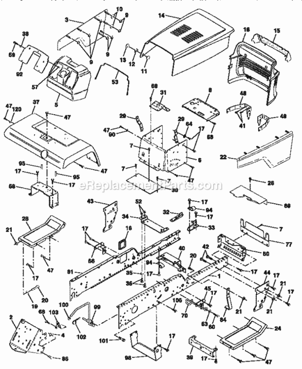 Page D Diagram and Parts List for 917250490  Craftsman Lawn Tractor