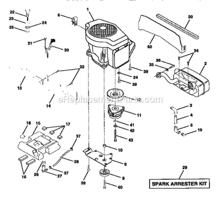 Page E Diagram and Parts List for 917250510  Craftsman Lawn Tractor
