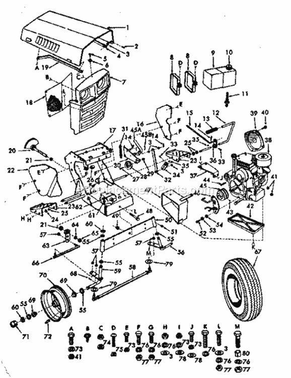Page A Diagram and Parts List for 91725061  Craftsman Lawn Tractor