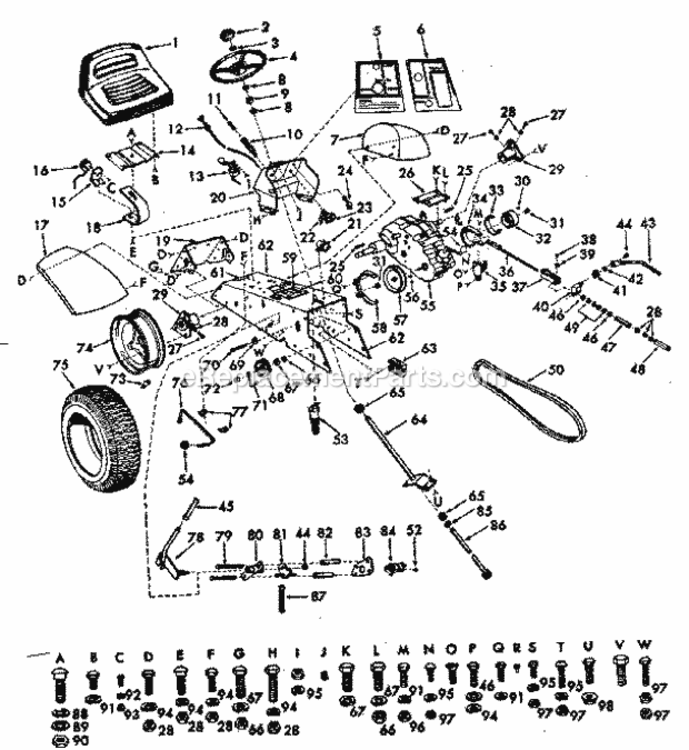 Page B Diagram and Parts List for 91725061  Craftsman Lawn Tractor