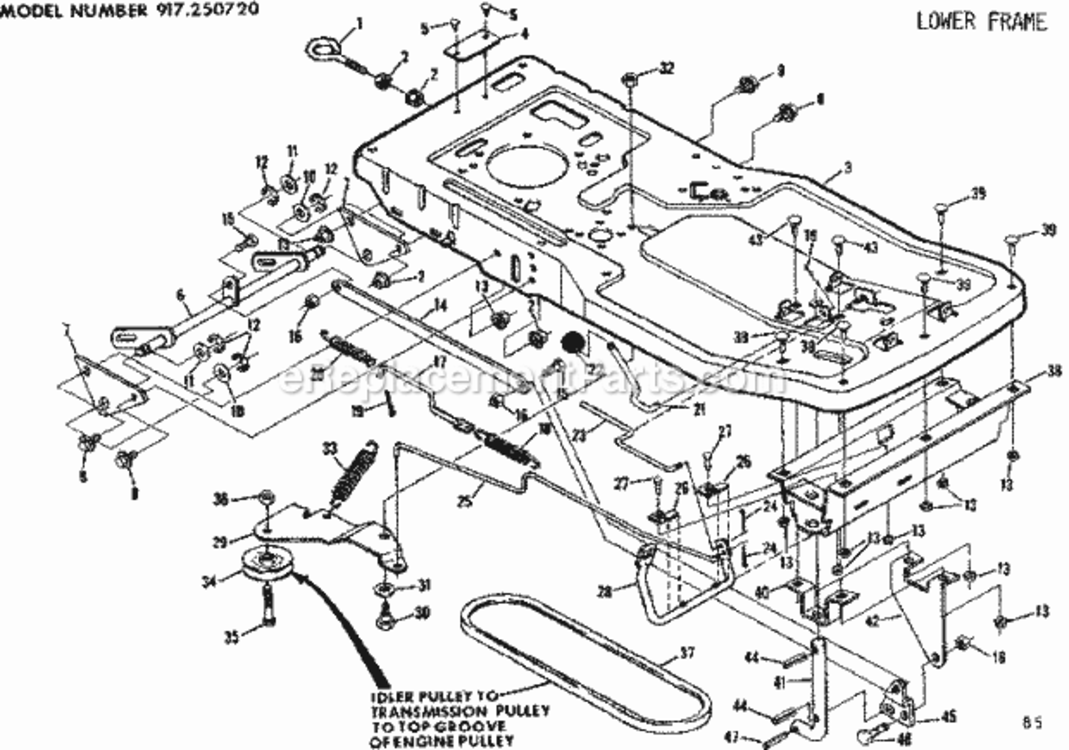 Page B Diagram and Parts List for 917250720  Craftsman Lawn Tractor