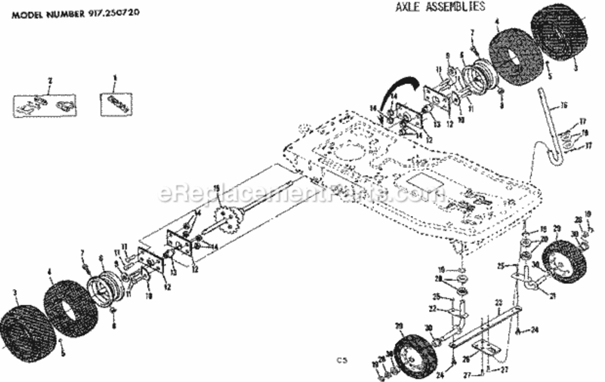 Page C Diagram and Parts List for 917250720  Craftsman Lawn Tractor