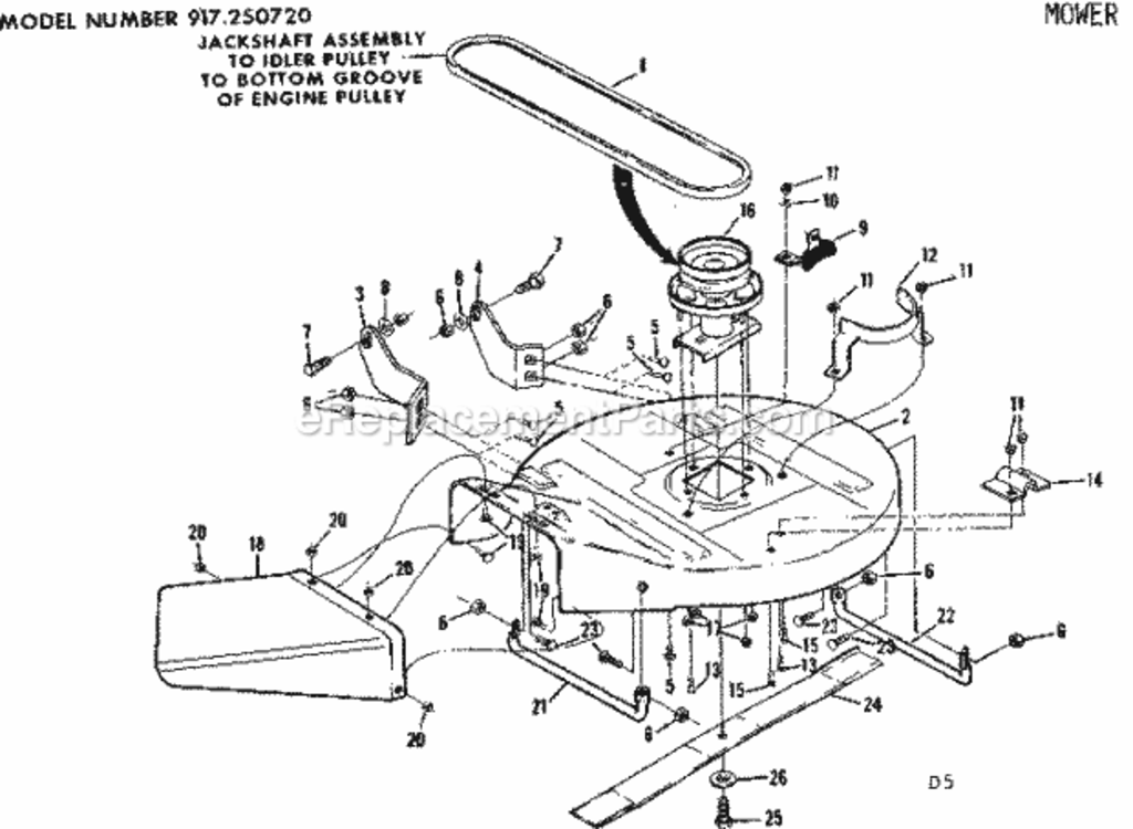 Page D Diagram and Parts List for 917250720  Craftsman Lawn Tractor