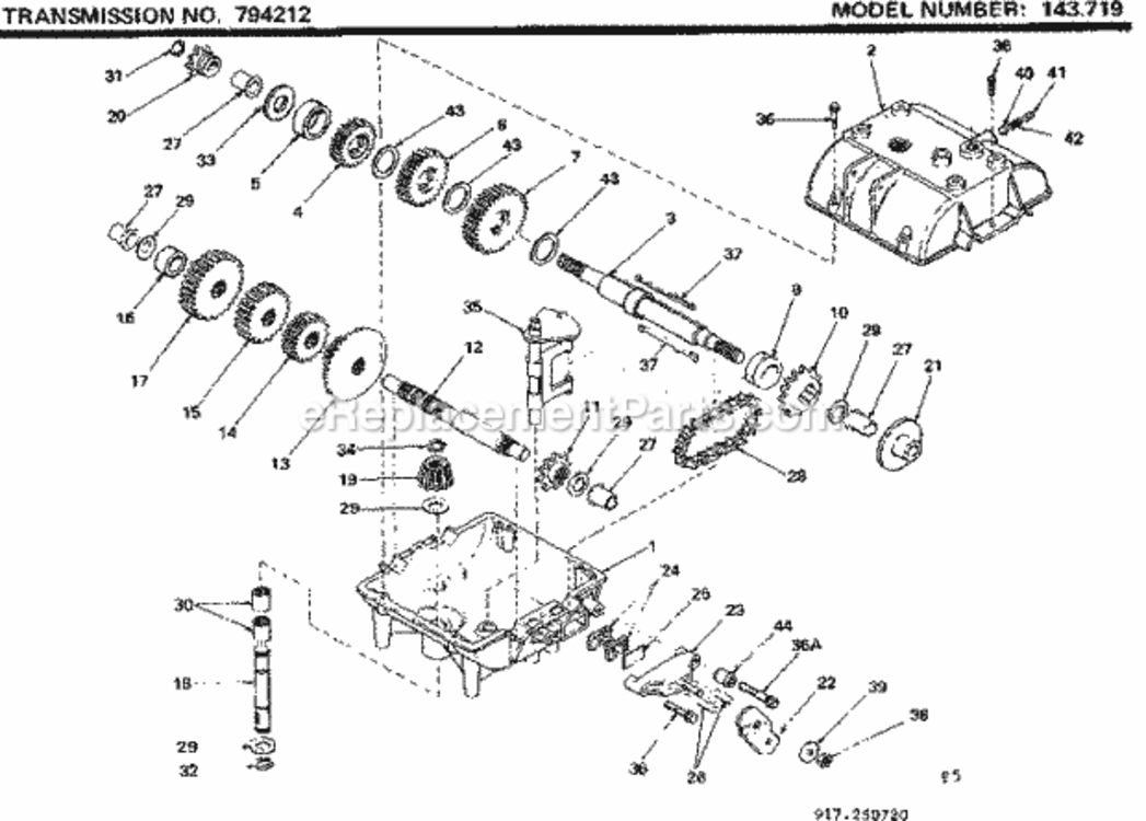 Page F Diagram and Parts List for 917250720  Craftsman Lawn Tractor