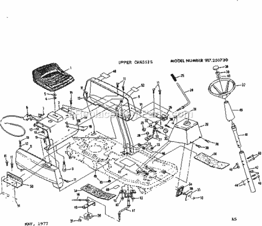 Page A Diagram and Parts List for 917250730  Craftsman Lawn Tractor