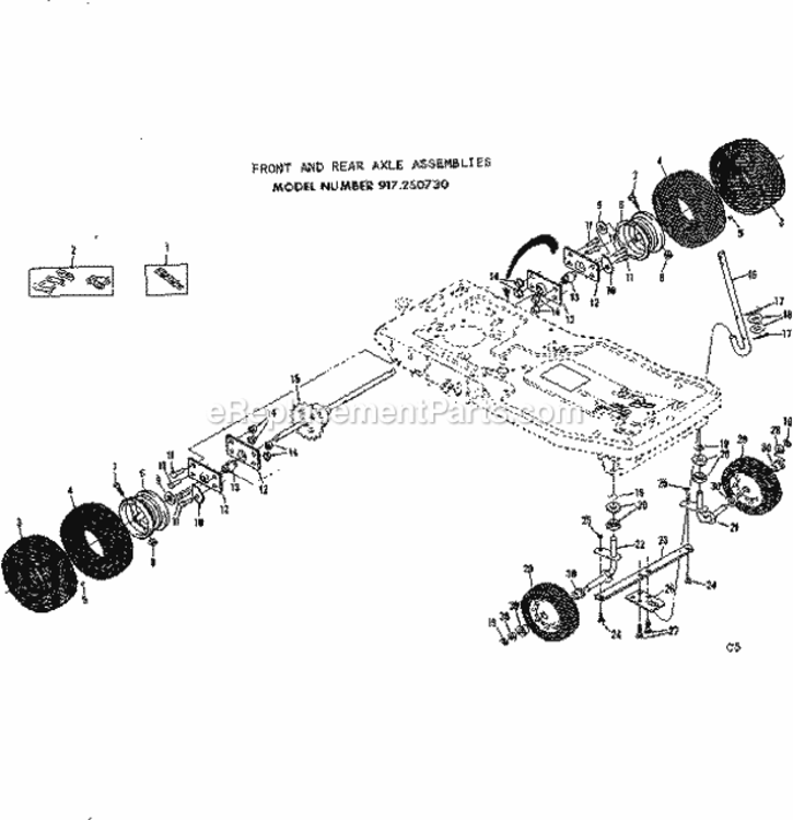 Page C Diagram and Parts List for 917250730  Craftsman Lawn Tractor