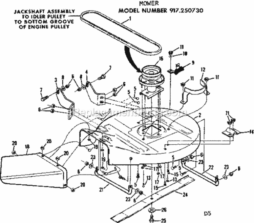 Page D Diagram and Parts List for 917250730  Craftsman Lawn Tractor