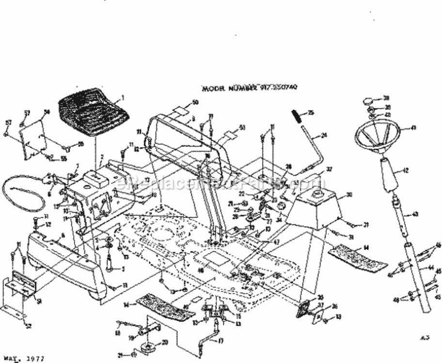 Page A Diagram and Parts List for 917250740  Craftsman Lawn Tractor