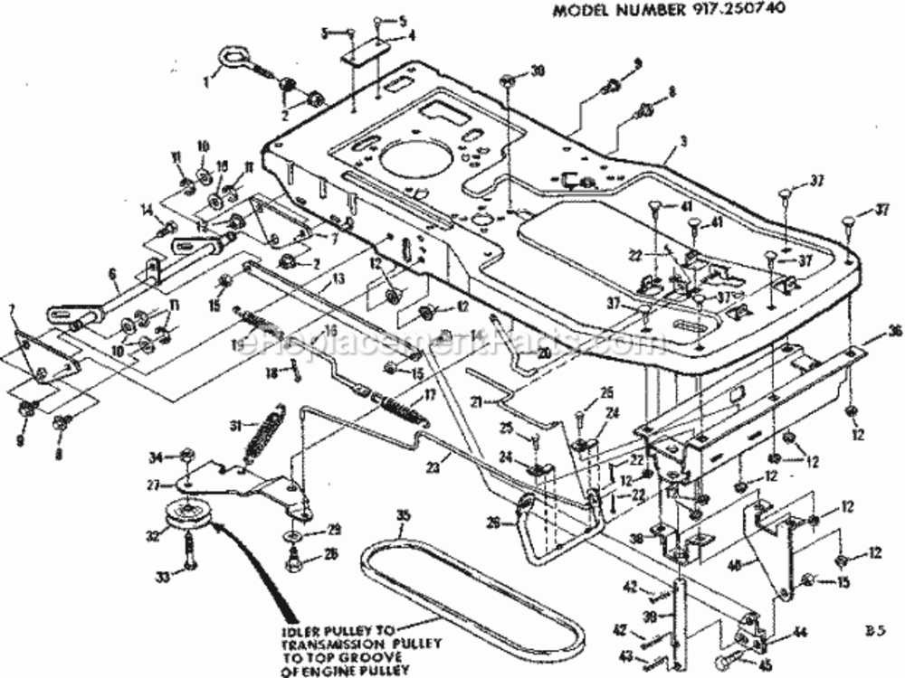 Page B Diagram and Parts List for 917250740  Craftsman Lawn Tractor