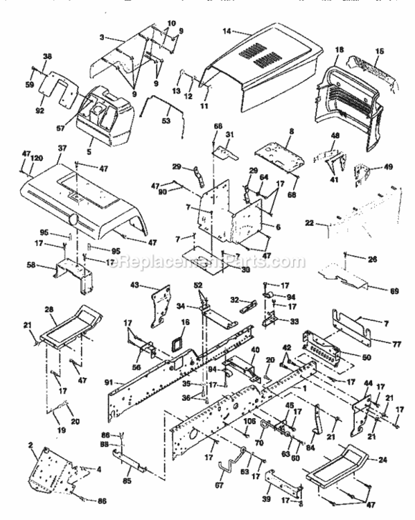 Page B Diagram and Parts List for 917250790  Craftsman Lawn Tractor