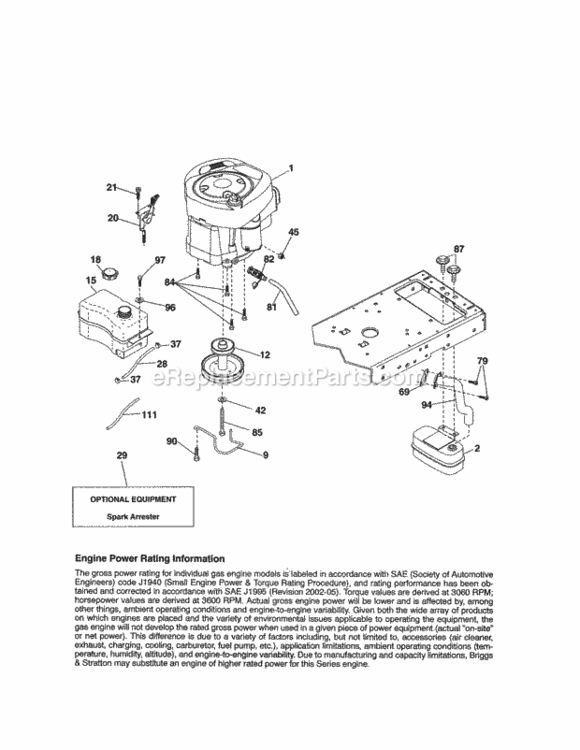 Page J Diagram and Parts List for 917250830  Craftsman Lawn Tractor