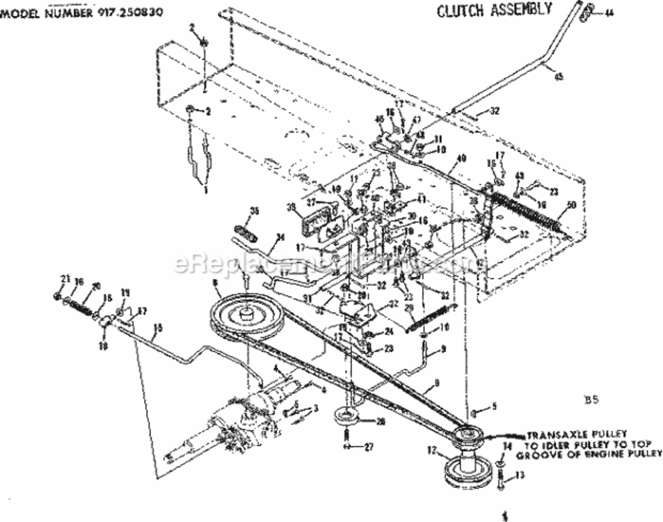 Page B Diagram and Parts List for 917250830  Craftsman Lawn Tractor