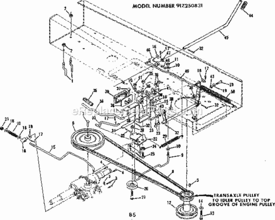 Page B Diagram and Parts List for 917250831  Craftsman Lawn Tractor