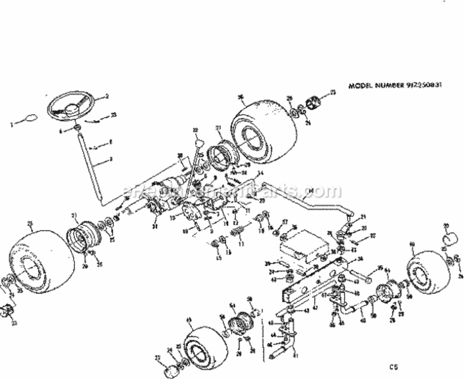 Page C Diagram and Parts List for 917250831  Craftsman Lawn Tractor