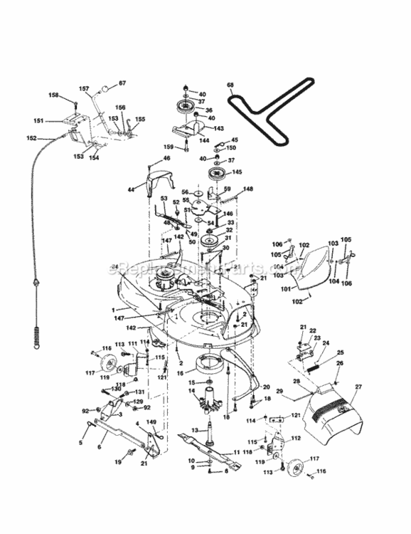 Page J Diagram and Parts List for 917250840  Craftsman Lawn Tractor
