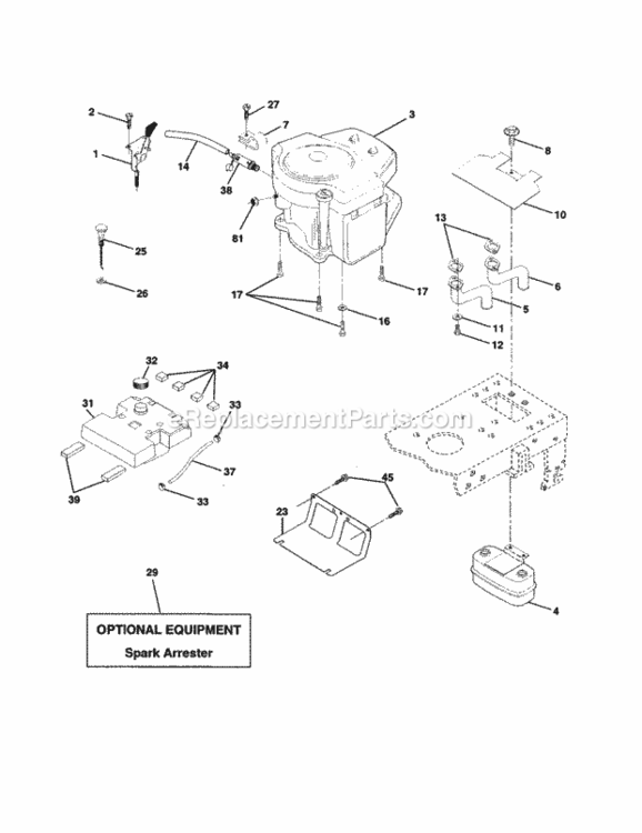 Page E Diagram and Parts List for 917250840  Craftsman Lawn Tractor