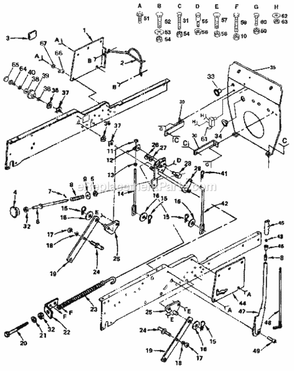 Page E Diagram and Parts List for 917250910  Craftsman Lawn Tractor