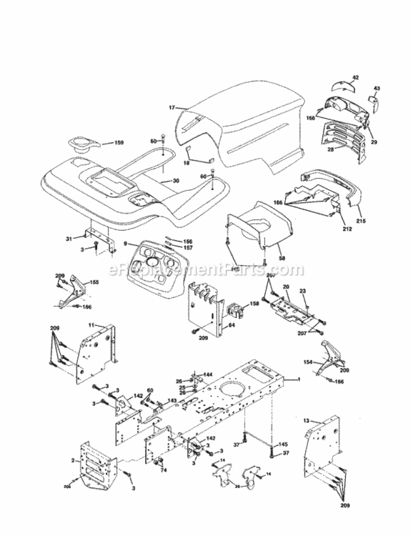 Page B Diagram and Parts List for 917250980  Craftsman Lawn Tractor
