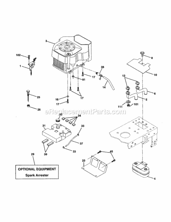 Page E Diagram and Parts List for 917250980  Craftsman Lawn Tractor