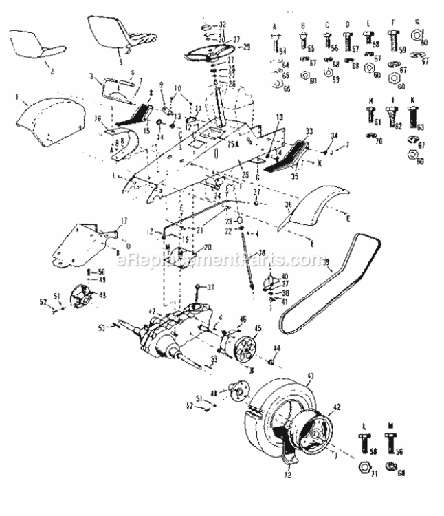 Page B Diagram and Parts List for 91725121  Craftsman Lawn Tractor