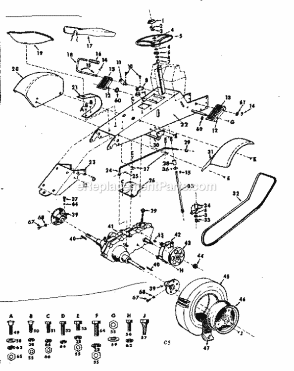 Page C Diagram and Parts List for 91725131  Craftsman Lawn Tractor