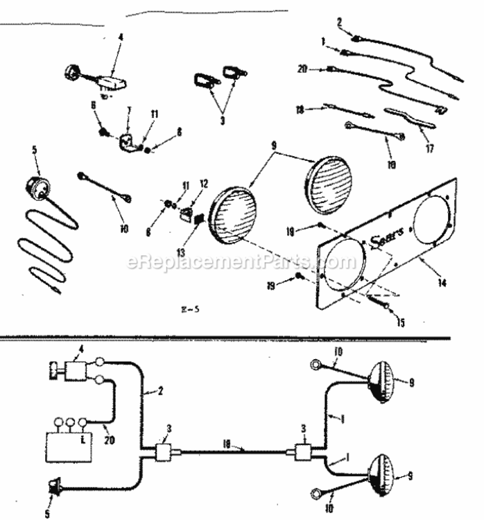 Page E Diagram and Parts List for 91725131  Craftsman Lawn Tractor