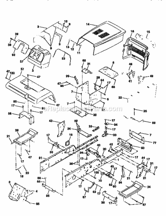 Page B Diagram and Parts List for 917251482  Craftsman Lawn Tractor