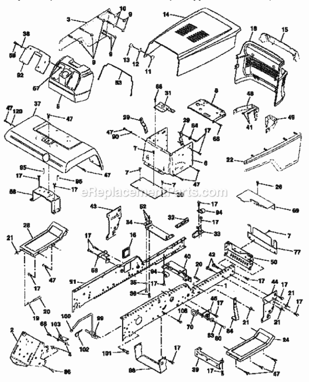 Page B Diagram and Parts List for 917251490  Craftsman Lawn Tractor