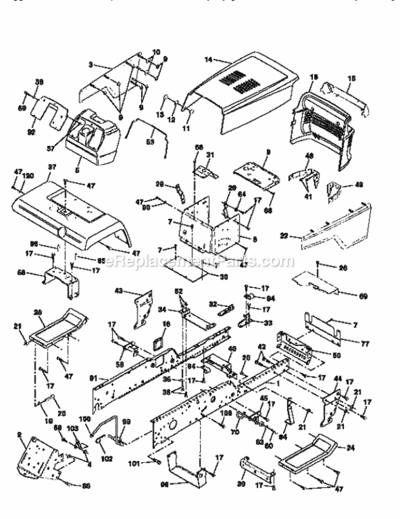 Page B Diagram and Parts List for 917251492  Craftsman Lawn Tractor