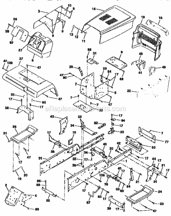 Page B Diagram and Parts List for 917251510  Craftsman Lawn Tractor
