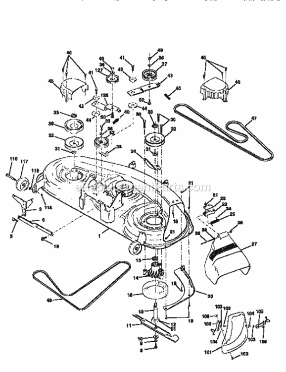 Page J Diagram and Parts List for 917251512  Craftsman Lawn Tractor