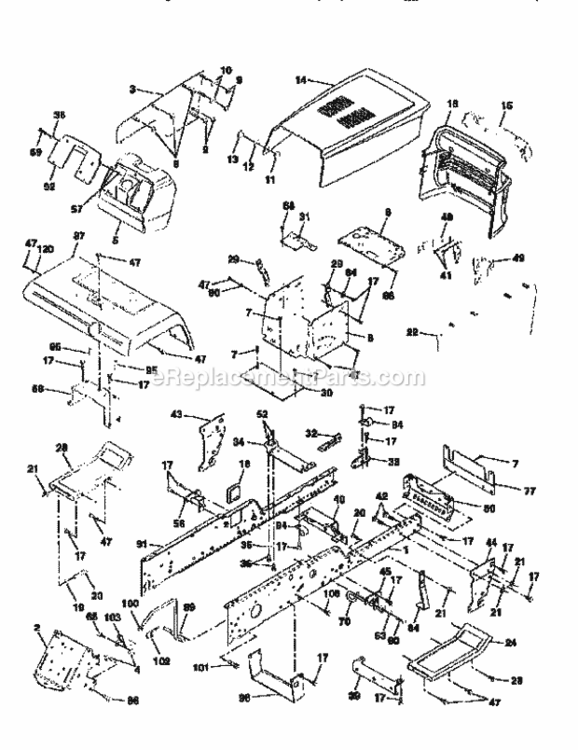 Page B Diagram and Parts List for 917251522  Craftsman Lawn Tractor