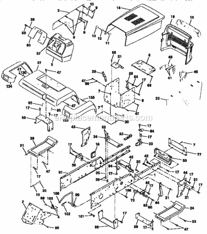 Page B Diagram and Parts List for 917251572  Craftsman Lawn Tractor