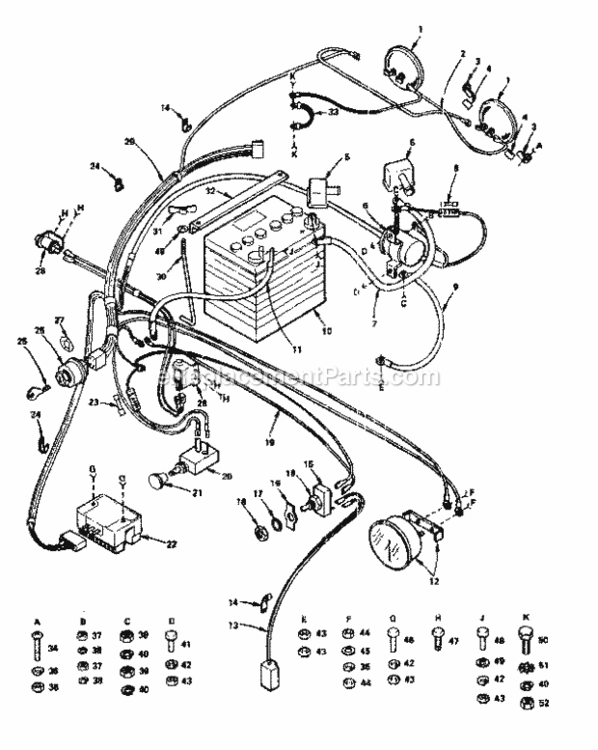 Page E Diagram and Parts List for 91725161  Craftsman Lawn Tractor