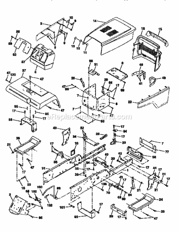 Page B Diagram and Parts List for 917251641  Craftsman Lawn Tractor