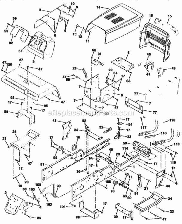 Page B Diagram and Parts List for 917251642  Craftsman Lawn Tractor