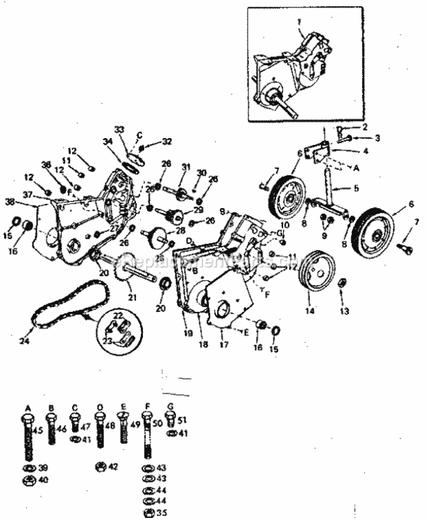 Page B Diagram and Parts List for 917251885  Craftsman Tiller