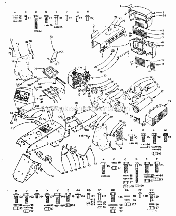 Page A Diagram and Parts List for 91725190  Craftsman Lawn Tractor