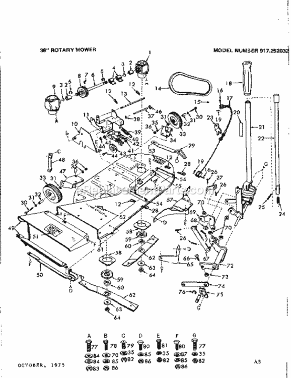 Page A Diagram and Parts List for 917252032  Craftsman Lawn Mower