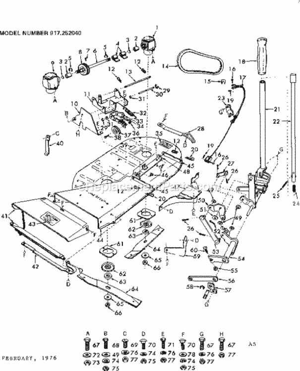 Page A Diagram and Parts List for 917252040  Craftsman Lawn Mower