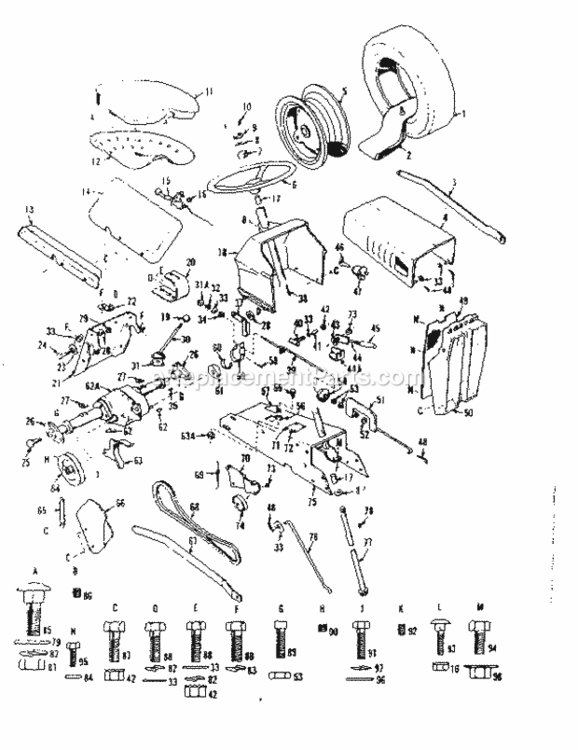 Page B Diagram and Parts List for 91725221  Craftsman Lawn Tractor